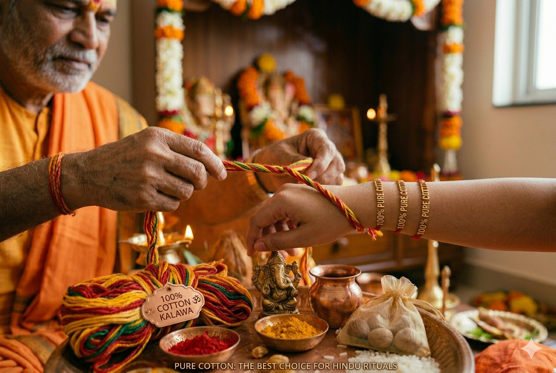 100% Cotton Kalawa: Why Pure Cotton Kalawa Thread is the Best Choice for Hindu Rituals and Pooja