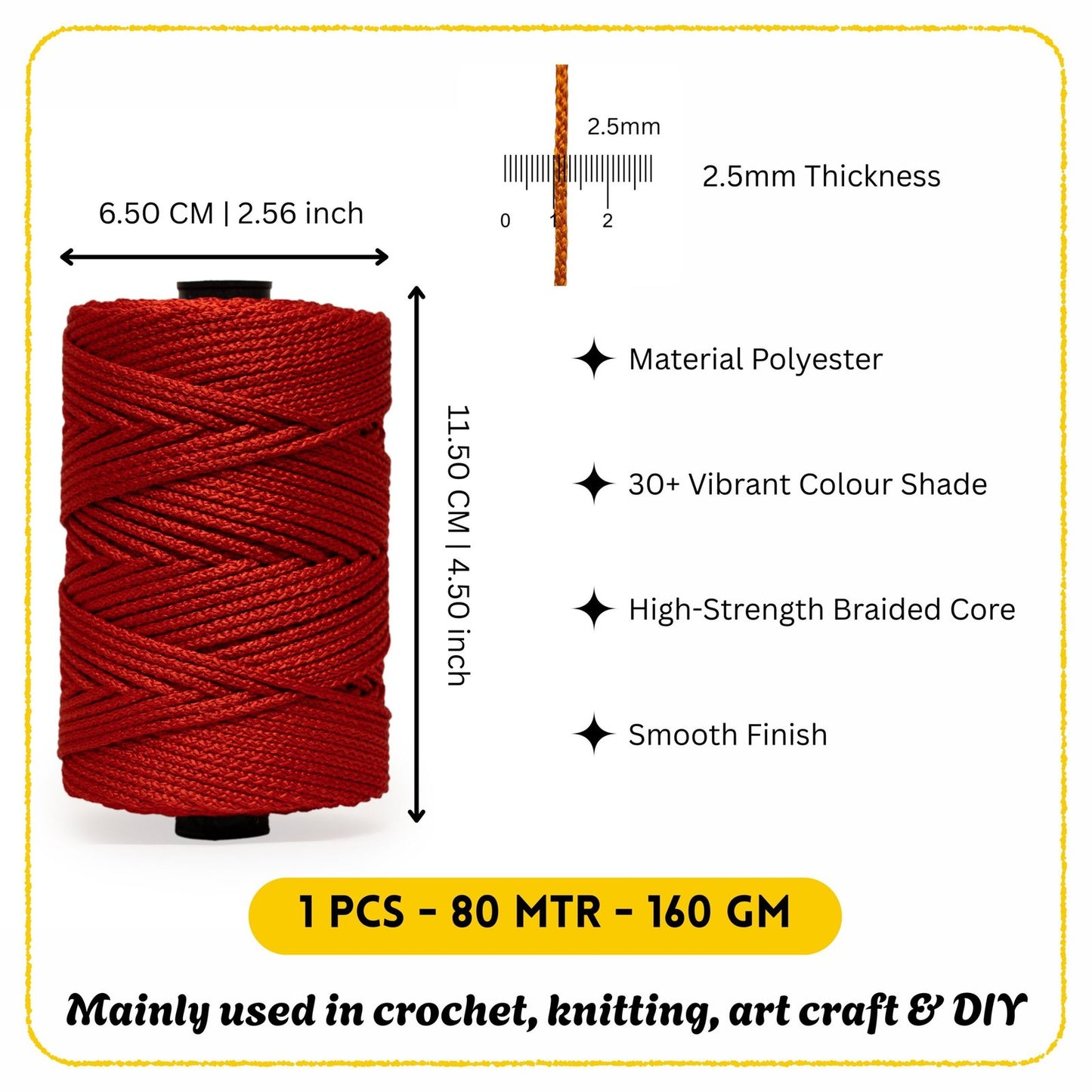 2.5mm Braided Polyester Macrame Thread Cord