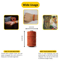 Raksha Sutra Kalawa Twisted Cotton Dori Cord for Religious & Holi purpose, Rakhi, Bracelet making (150 MTR, Red & Yellow)