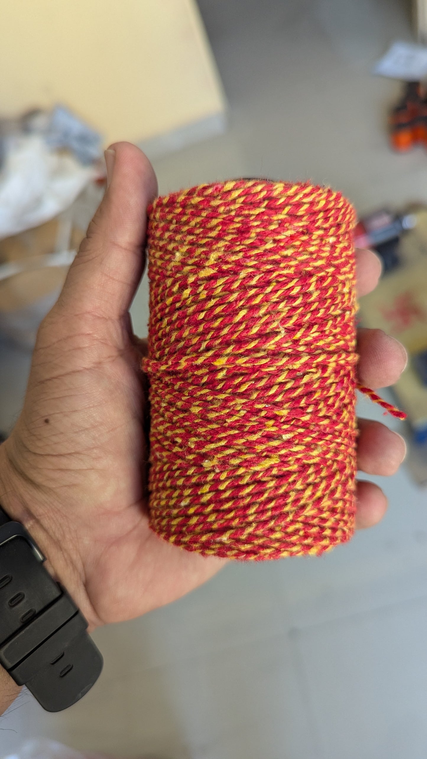Raksha Sutra Kalawa Twisted Cotton Dori Cord for Religious & Holi purpose, Rakhi, Bracelet making (150 MTR, Red & Yellow)
