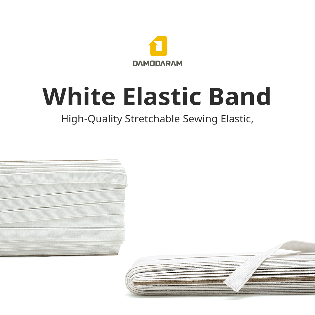 DAMODARAM Woven Elastic Band Heavy Stretch High Elasticity, Ideal for Tailoring, Sewing, Stitching Fashion Designing and other craft projects