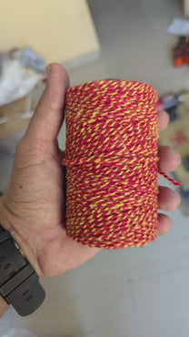Raksha Sutra Kalawa Twisted Cotton Dori Cord for Religious & Holi purpose, Rakhi, Bracelet making (150 MTR, Red & Yellow)