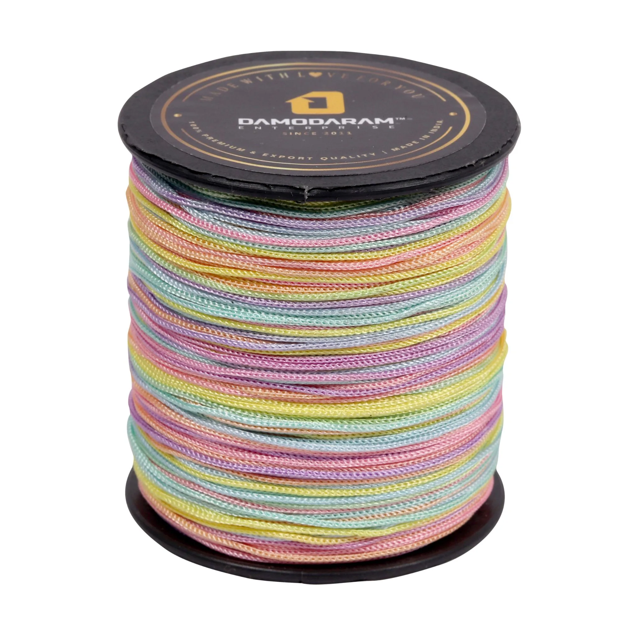 1mm Nylon Macrame Thread Cord/Dori For Art Craft & DIY Projects (Light Multi Colour)